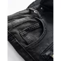 Dark Wash Ripped Decoration Jeans - Black