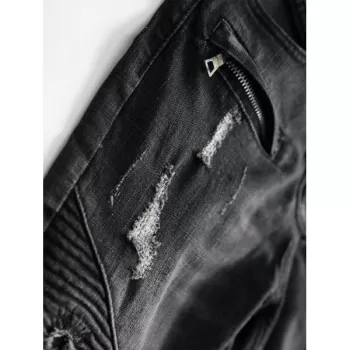 Dark Wash Ripped Decoration Jeans - Black