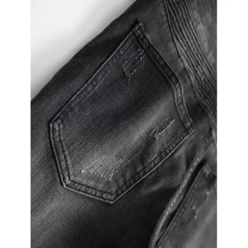 Dark Wash Ripped Decoration Jeans - Black