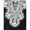 Deep V Crochet Back Slim Fit Dress - Black