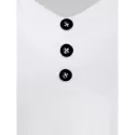 Ditsy Print Sweetheart Neck Button T Shirt - White