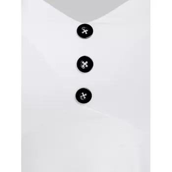 Ditsy Print Sweetheart Neck Button T Shirt - White