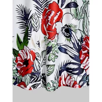 Ditsy Print Sweetheart Neck Button T Shirt - White