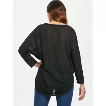 Dolman leeve Asymmetrical weater - Black