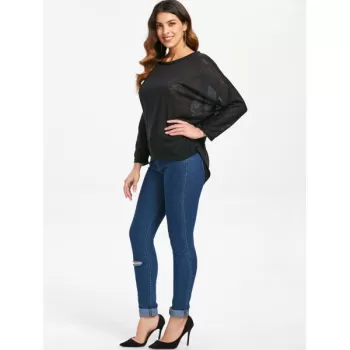 Dolman leeve Asymmetrical weater - Black