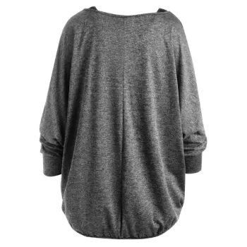 Dolman Sleeves Space Dye Tee with Tank Top - Gray