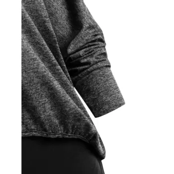 Dolman Sleeves Space Dye Tee with Tank Top - Gray