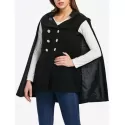 Double Breasted Cape Coat - Black