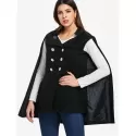 Double Breasted Cape Coat - Black