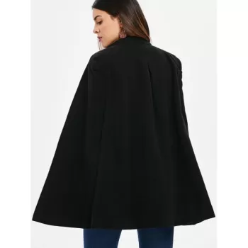 Double Breasted Cape Coat - Black