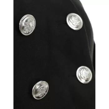 Double Breasted Cape Coat - Black