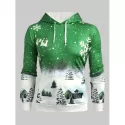 Drawstring Christmas Snowflake Print Hoodie - Seaweed Green