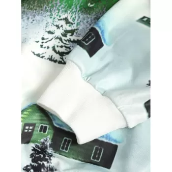 Drawstring Christmas Snowflake Print Hoodie - Seaweed Green