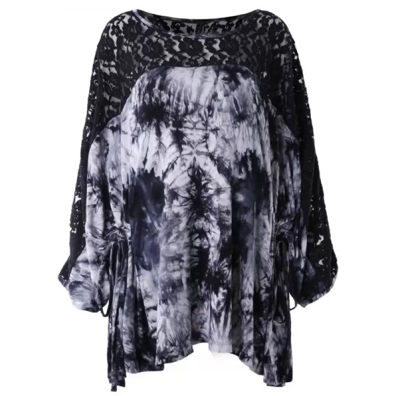 Drawstring Lace Insert Tie Dye T-shirt -