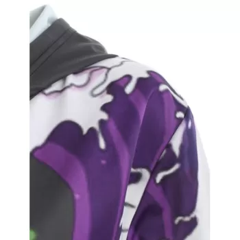 Drawstring Printed Tunic Hoodie - Black