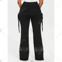 Drawstring kirted Wide Leg Pants - Black