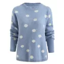 Drop Shoulder Polka Dot Sweater - Light Blue One