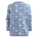 Drop Shoulder Polka Dot Sweater - Light Blue One
