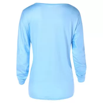 Dropped Shoulder Full Sleeve Zigzag Print T-shirt - ight Blue