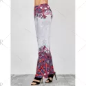Elastic Waist Paisley Print Palazzo Pants - White