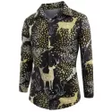 Elk Print Christmas Long Sleeve Shirt - Black