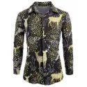 Elk Print Christmas Long Sleeve Shirt - Black