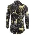 Elk Print Christmas Long Sleeve Shirt - Black