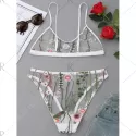 Embroidered Mesh Bralette et - White