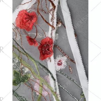 Embroidered Mesh Bralette et - White