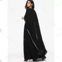 Embroidered Patches Cape Maxi Dress - Black
