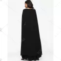 Embroidered Patches Cape Maxi Dress - Black