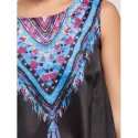 Ethnic Style Sleeveless Scoop Neck Printed Women's Dress - Black