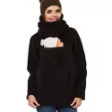 European American Fashion aternity Dress ulti-function Kangaroo Hoodie Coat Baby Wear Jacket - Black