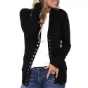 Fashion Casual Thick Knitted Sweater for Women - Black