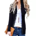 Fashion Casual Thick Knitted Sweater for Women - Black