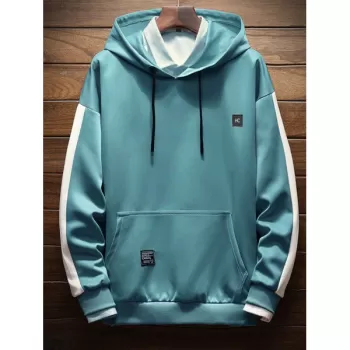 Fashion Solid Color Large Pocket Hoodie - Pink