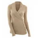 Fashion Women's V-neck Sweater - Khaki