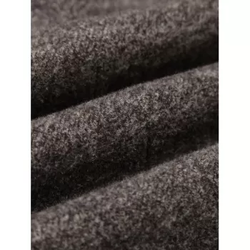 Fashion Woolen Plaid Scarf Lapel Coat - Gray