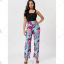 Fashionable Elastic Waist Loose-Fitting Printed Women's Exumas Pants -