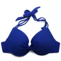 Fashionable Halter Pure Color Lace-Up Women's Bikini et - apphire Blue