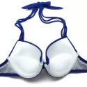 Fashionable Halter Pure Color Lace-Up Women's Bikini et - apphire Blue