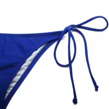 Fashionable Halter Pure Color Lace-Up Women's Bikini et - apphire Blue