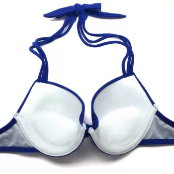 Fashionable Halter Pure Color Lace-Up Women's Bikini et - apphire Blue