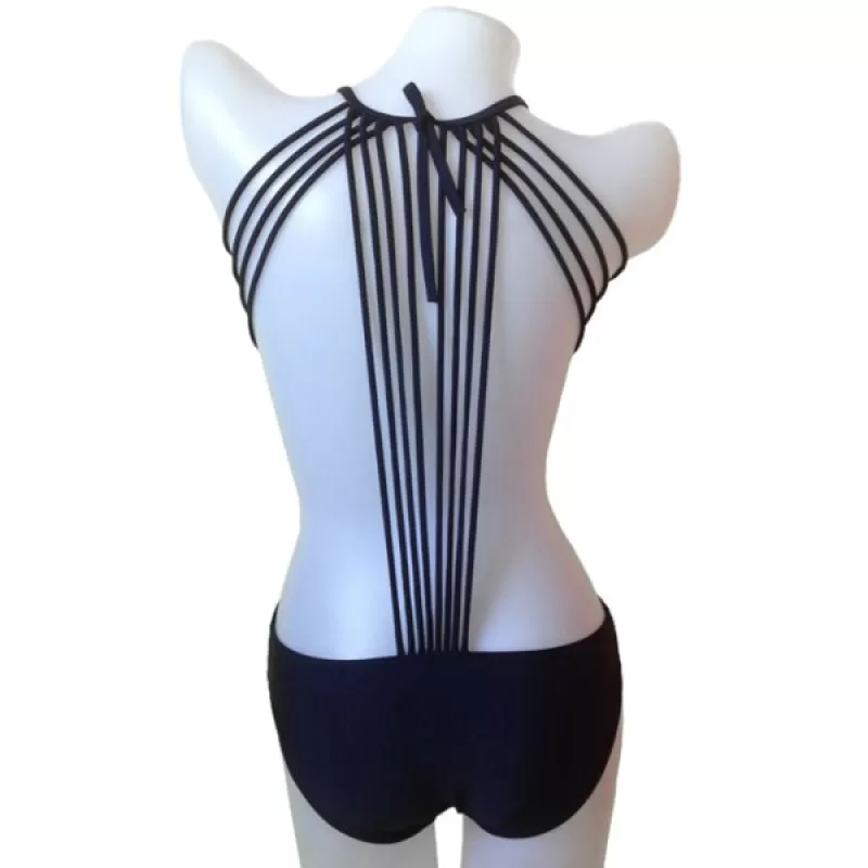 Fashionable Tie-Up Solid Color One-Piece Swimwear For Women - Purplish Blue