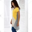 Fashionable V-Neck hort leeve Contrast Color Loose-Fitting Blouse -