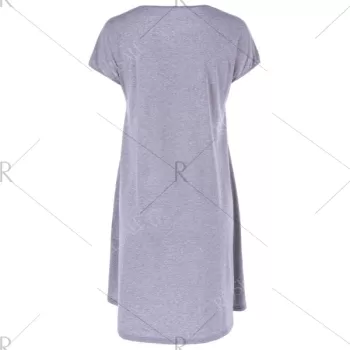 Fashionable V-Neck hort leeve Contrast Color Loose-Fitting Blouse -