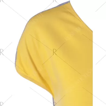 Fashionable V-Neck hort leeve Contrast Color Loose-Fitting Blouse -