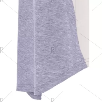 Fashionable V-Neck hort leeve Contrast Color Loose-Fitting Blouse -