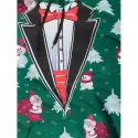 Faux Coallar Santa Claus Snowmen Printed Christmas Hoodie - Pine Green
