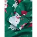 Faux Coallar Santa Claus Snowmen Printed Christmas Hoodie - Pine Green